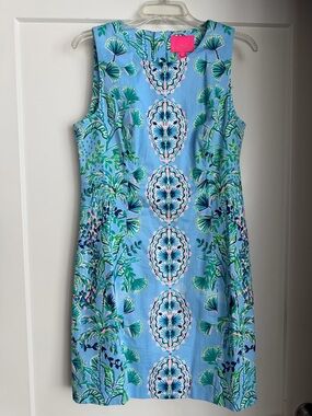 Lilly Pulitzer Light Blue Tropical Print Sleeveless Shift Dress